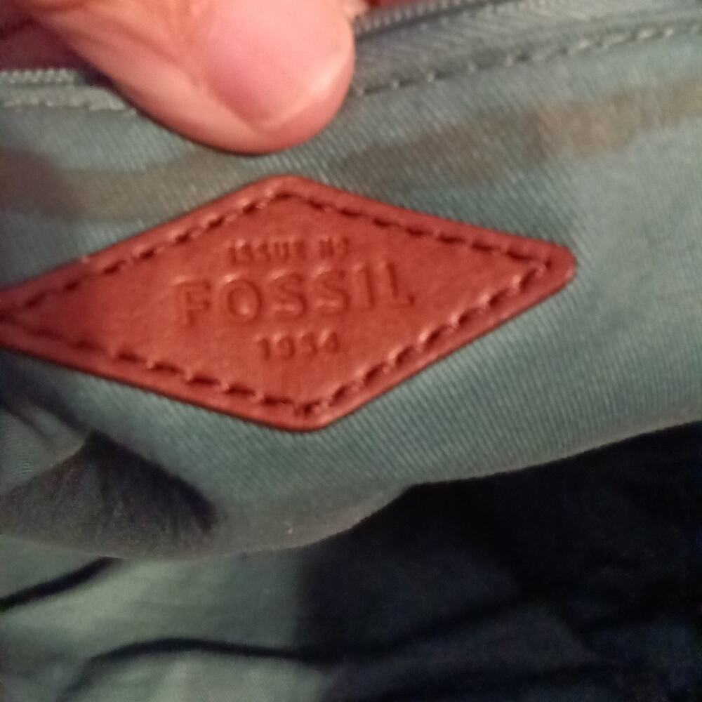 Fossil Rachel tote bag with a teal stripe canvas and brown leather trim Boho... - Picture 5 of 8